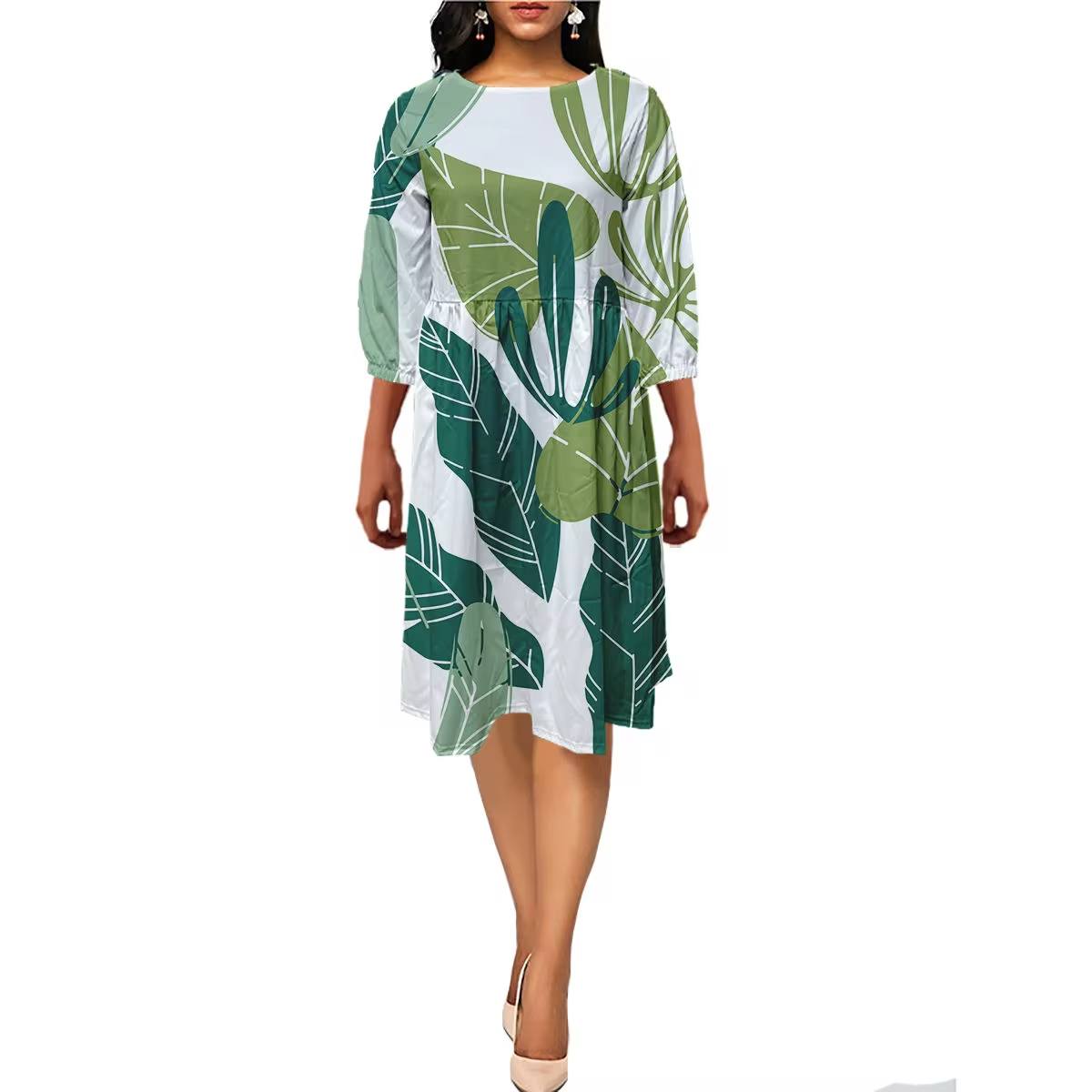 Our Hawaiian Mid-Sleeve Frilly Dresses