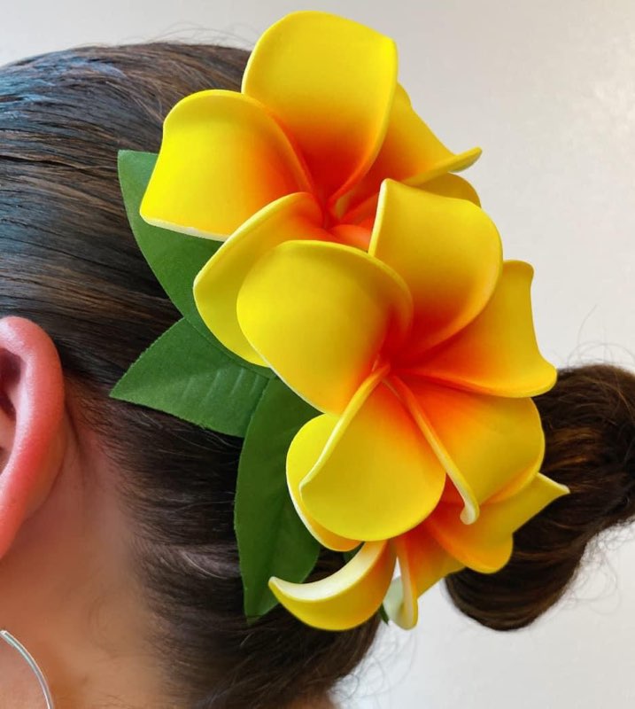 Floral Hair Pin Triple Plumeria