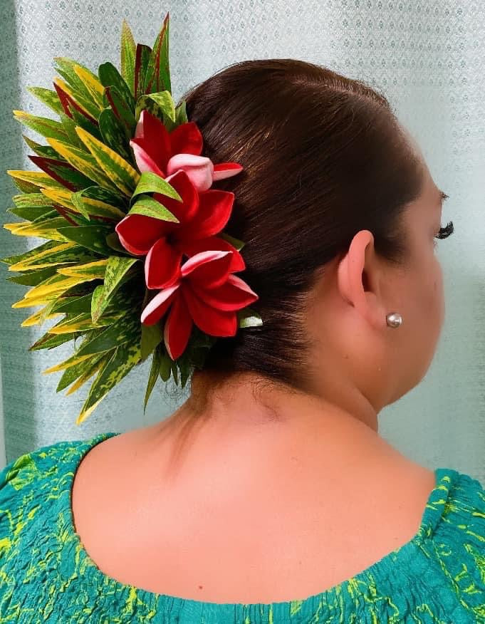 Maroon Plumeria Hair Clip