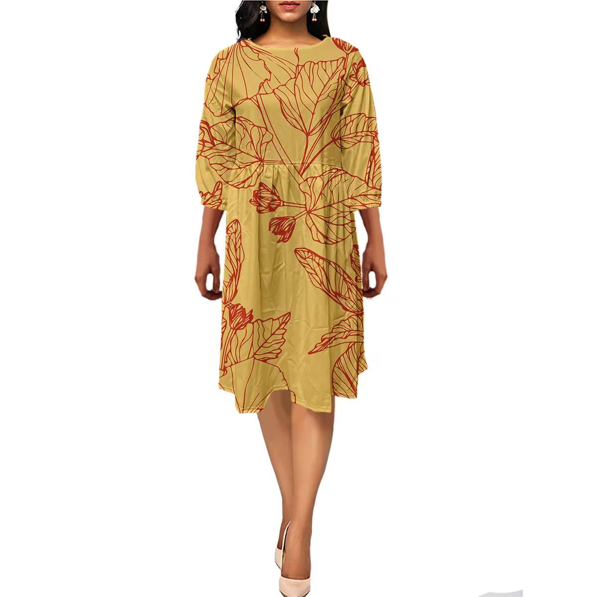 Our Hawaiian Mid-Sleeve Frilly Dresses